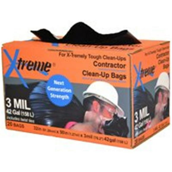 Tex-Trude INV-50-20CB-I 42Gallona Contractor Bag 3Mil Black
