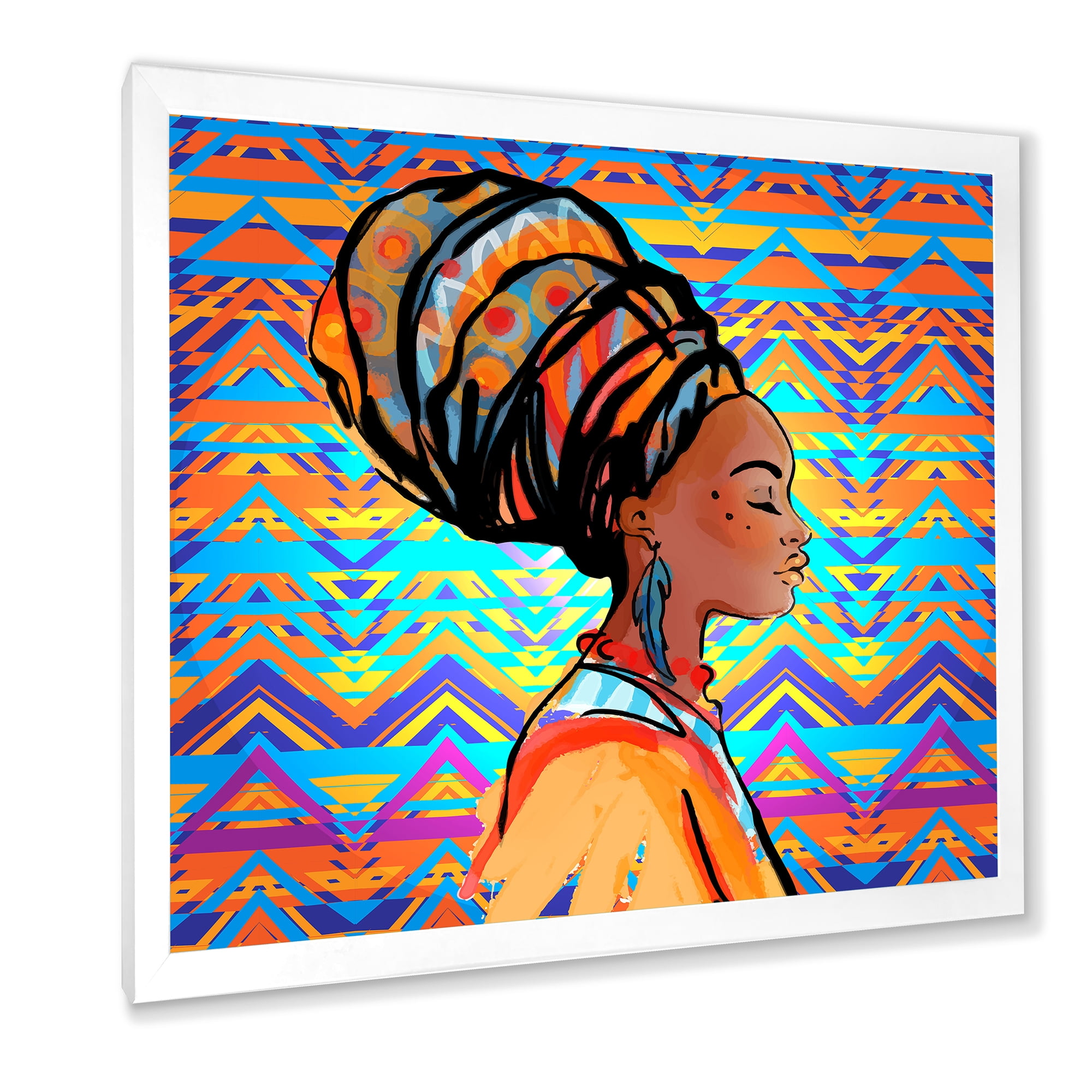 Designart 'African American Woman Portrait with Turban IV' Modern Framed Art Print