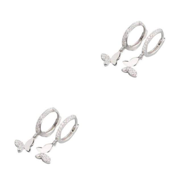 Qarigey 1 par de pendientes de cobre para mujer, repuesto portátil, decorativo a la moda, para niñas, regalo de cumpleaños, oro blanco Oro blanco 2Conjunto