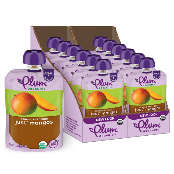 Plum Organics Stage 1 Organic Baby Food, Just Mangoes, 3.5 oz Pouch - Case of 12