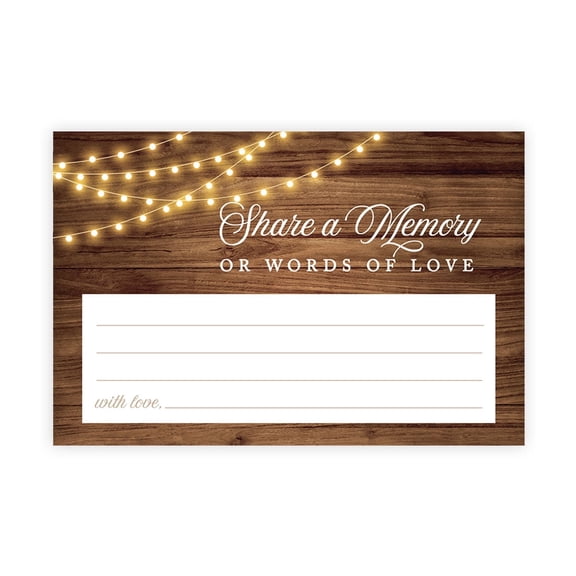 Koyal Wholesale Share a Memory Cards, Rustic Wood with String Lights Cards for Wedding, Life Memories, 4" x 6", 52-Pk