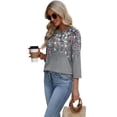 thumbnail image 5 of WIHOLL 3/4 Length Sleeve Crew Neck Button Fashion Clothing Dressy Casual Business Work Tops Summer Fall Outfits, 5 of 11