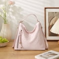 thumbnail image 2 of MYUNNIL Polka Dot Tote Bag for Women, 9.8 x 10.7" Vintage Large Capacity Adjustable Shoulder Strap Crossbody Bag with Tassel Zipper Pocket, Soft Durable Portable Purse for shopping Daily Use, Pink, 2 of 5