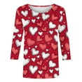 thumbnail image 6 of VKOYWKM Womens 3/4 Sleeve T Shirts Valentines Day Shirts T-Shirts Love Heart Graphic Tees Casual Spring Tops Crew Neck Loose Fit Valentine T-Shirts, 6 of 6