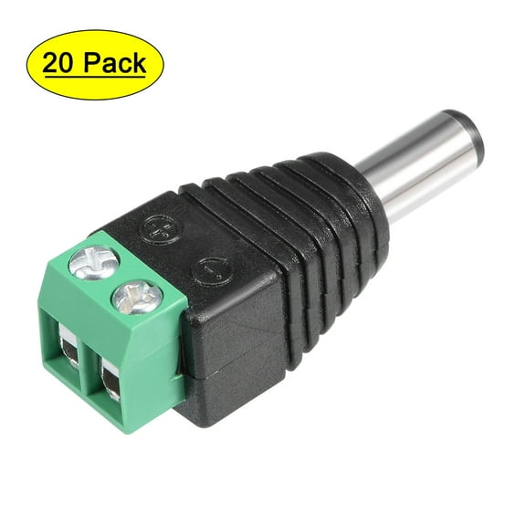 DC Male Connector 5.5x2.1mm Power Jack Adapter 20Pcs for CCTV Security Camera