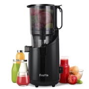 Fretta Cold Press Juicer,Slow Masticating Juicer with PCTG Material from US,5.3" Wide Feed Chute Fit Whole Fruits and Vegetables,High Juice Yield,Easy to Clean,250W (Black)