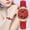 Red, variant on Women's Easy Reader Quartz Analog Leather Strap Watch with Classic Fashion Business Casual Round Case
