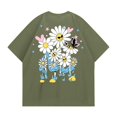 thumbnail image 4 of YDLCAFD T-Shirts pour Femmes Col en V Crop Mode Décontractée Imprimé Col Rond Manches Courtes Pull T-Shirt, 4 of 4