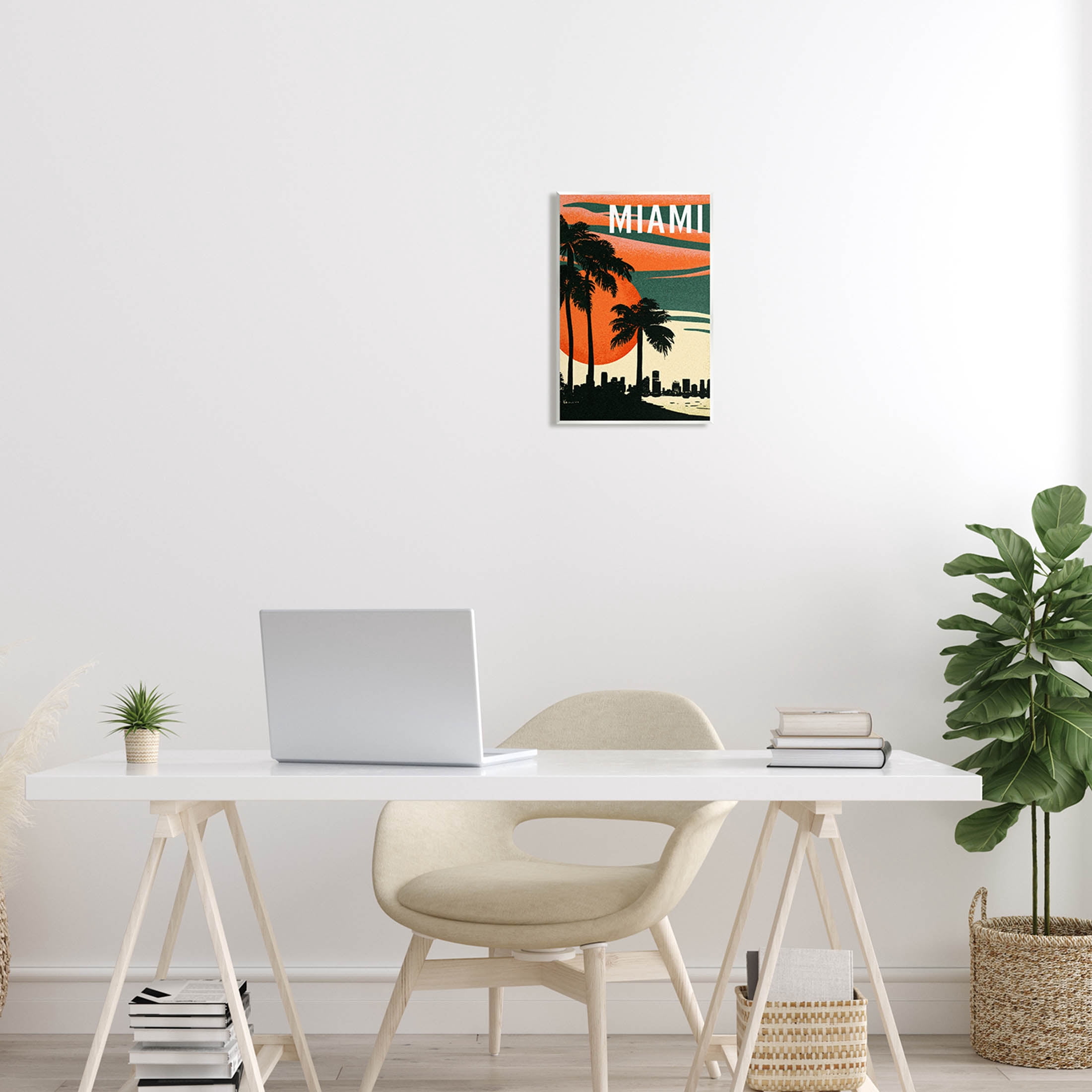 Stupell Industries Tropical Miami Palms Silhouette Graphic Art Unframed Art Print Wall Art, Design by Ziwei Li