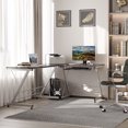 thumbnail image 4 of HOMCOM L-Shaped Computer Desk, Corner Table with Keyboard Tray for PC Laptop Desktop, Workstation Stand Home Office Furniture, Black, Silver, 4 of 9