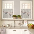 thumbnail image 4 of Christmas Kitchen Curtains and Valances Set, Starfish Watches Retro Lines Xmas Rod Pocket Window Valance 18 Inch Window Curtain Panels for Living Room Bedroom Laundry, 27.5x24in, 3 Pieces, 4 of 7