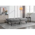 thumbnail image 3 of Modern Velvet Upholstered 2 Seater Futon Sofa Bed with Adjustable Arms and Back, Convertible Wooden Loveseat Sofa Bed with Metal Legs, Daybed for Living Room, Office, Studio, Small Space, Light Grey, 3 of 9