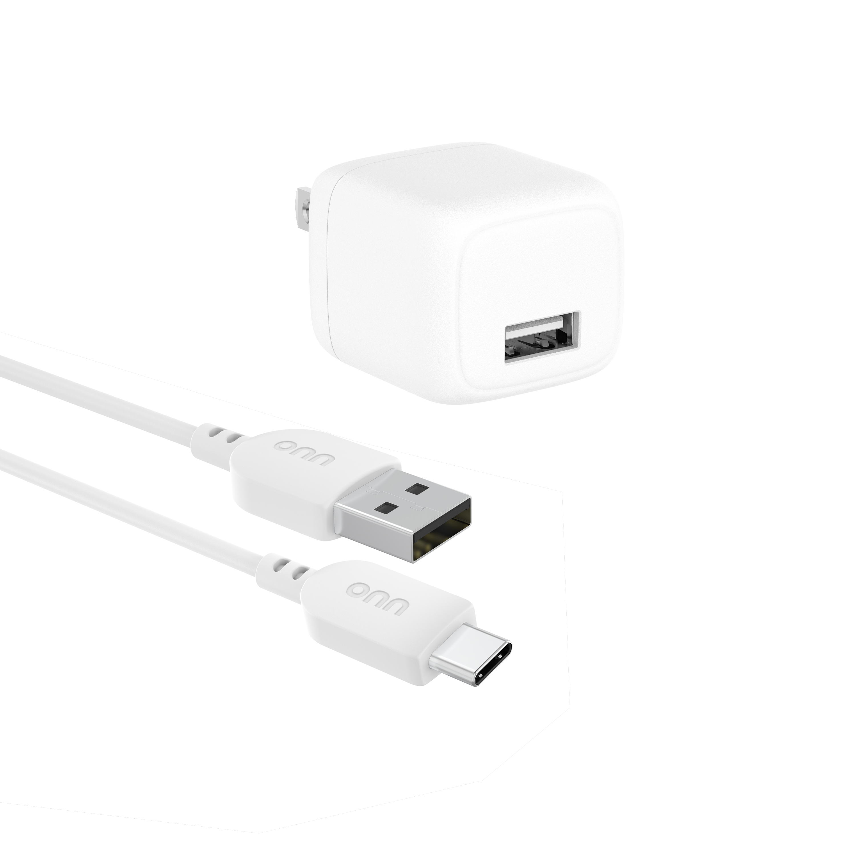onn 12W Wall Charger with USB-C Cable, Foldable Plug, White (5-Pack) photo 2