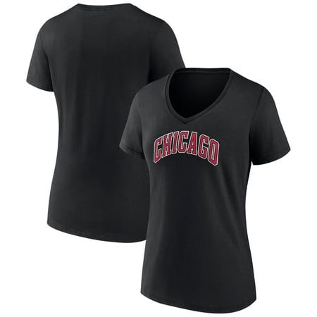 Women s Black Chicago Bulls Alternate Logo V-Neck T-Shirt