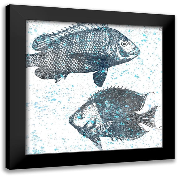 Allen, Kimberly 12x12 Black Modern Framed Museum Art Print Titled - Splatter Fish