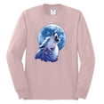 thumbnail image 2 of Wolf Howling at the Moon | Mens Animal Lover Long Sleeve T-Shirt, Light Pink, X-Large, 2 of 3