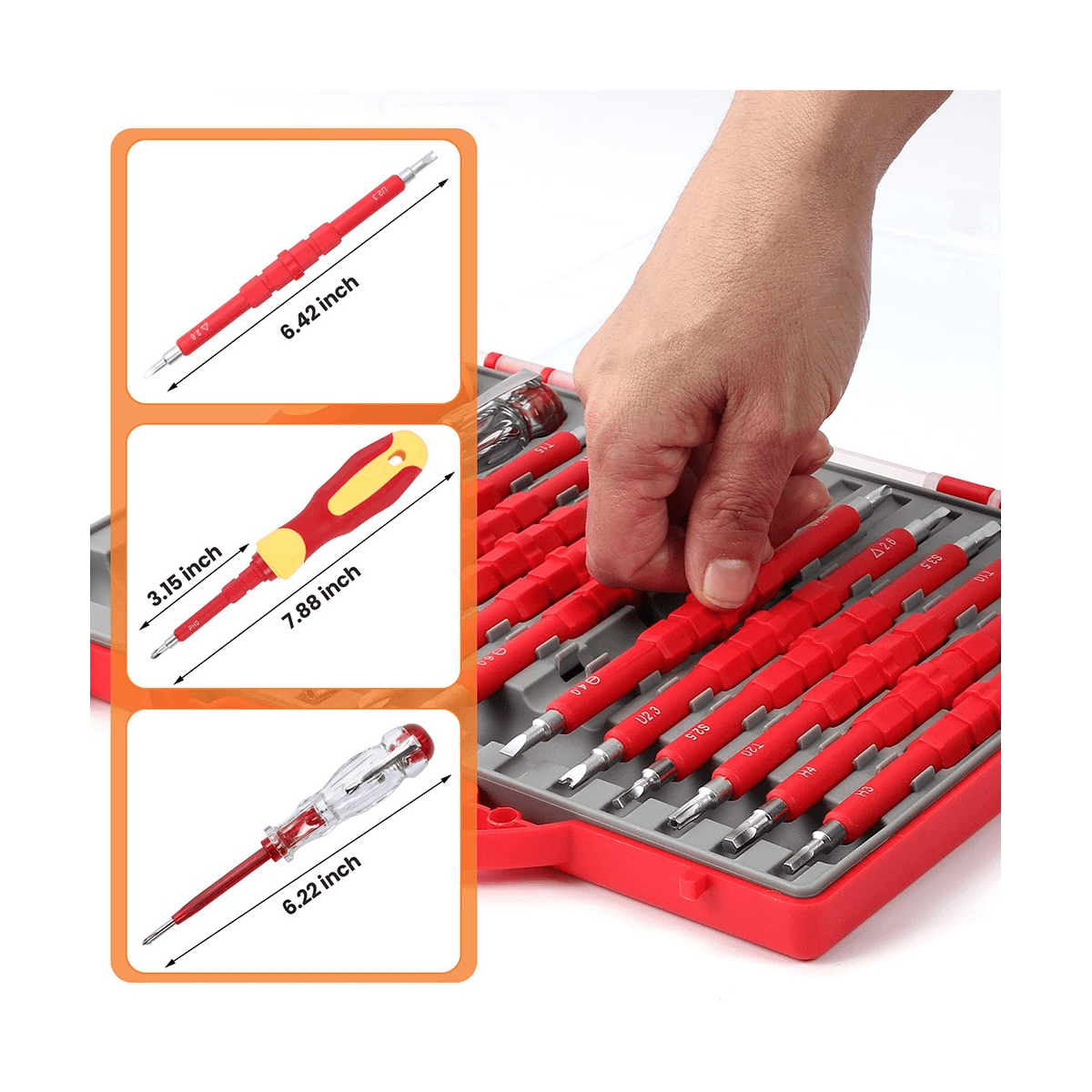 26-Piece 1000V Insulated Electrician Screwdriver Set Professional Electrical Screw Driver Set Tools for Man with Case