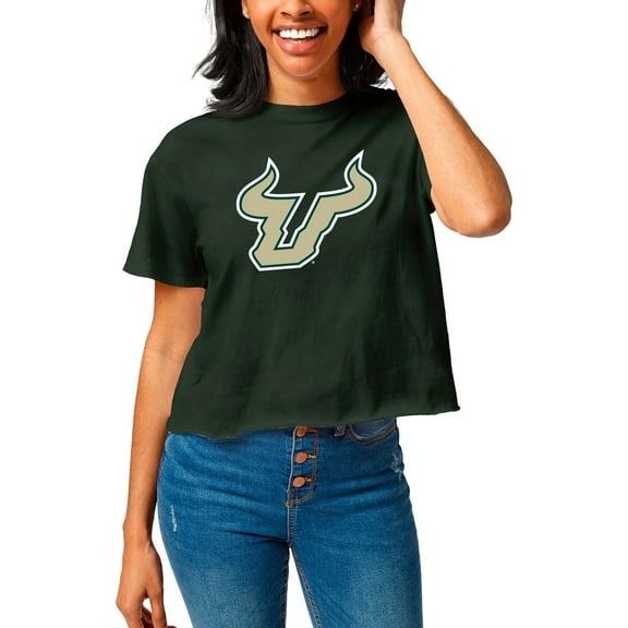 Women's League Collegiate Wear Green South Florida Bulls Clothesline Cropped T-Shirt