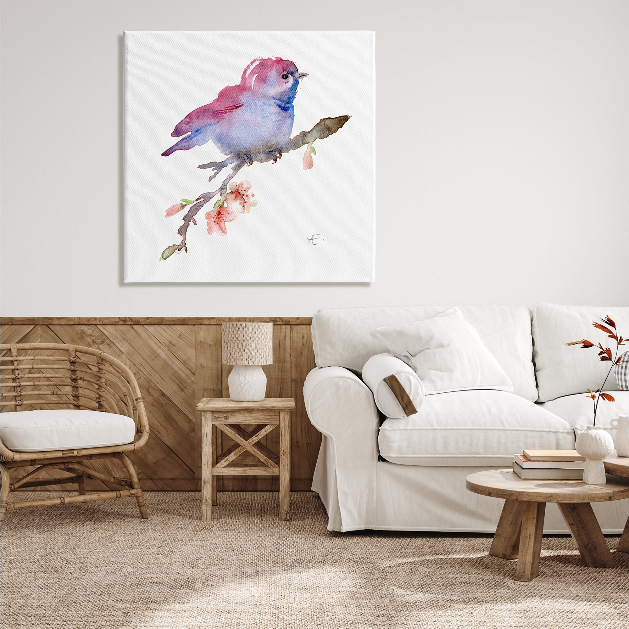 Stupell Indtries Baby Bird Blooming Spring Blossom Tree Branch ,36 x 36,Design by Verbrugge Watercolor