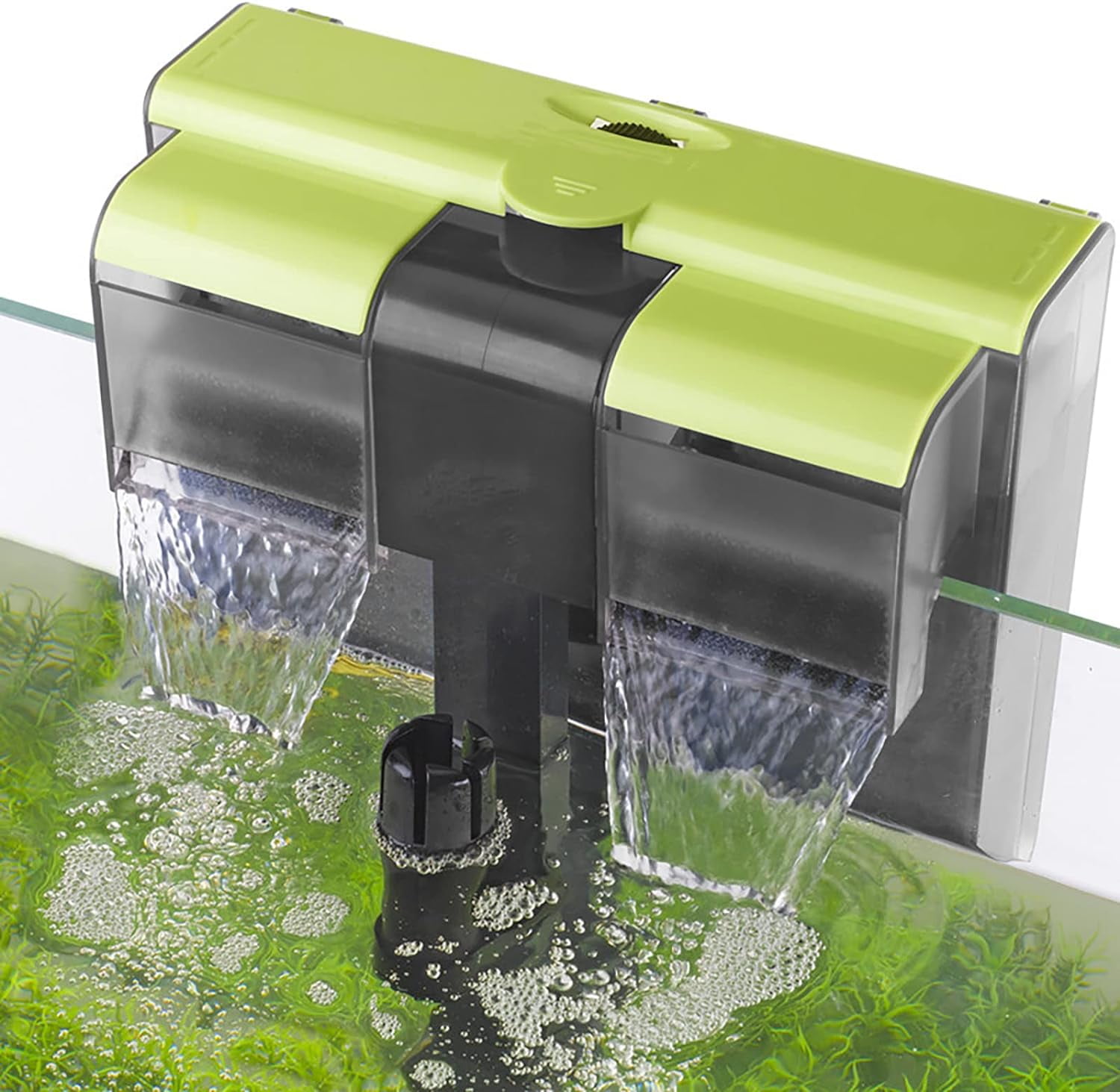 30-50 Gallon Aquariums Power Filter with Surface Skimmer, Lychee External Quiet Fish Tank Filter, Hang on Back Filter, Biochemical Cotton Filtration & Adjustable Water Flow, Dual Waterfall Design