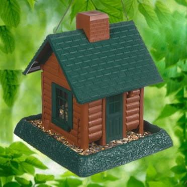 North States Village Collection Brown Log Cabin Hopper Bird Feeder, 5 lb. Capacity