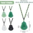 thumbnail image 2 of 4 Colors Maitreya Buddha Pendant Necklaces Feng Shui Jade Stone Chains Amulet Talisman Delicate Crystal Pendant Necklace Booda Necklace Lucky Charm Necklace for Men and Woman, 2 of 7