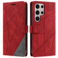 thumbnail image 1 of For Samsung Galaxy S25 Ultra Case Imprinted Lines PU Leather Splicing Wallet Phone Cover - Green, 1 of 5