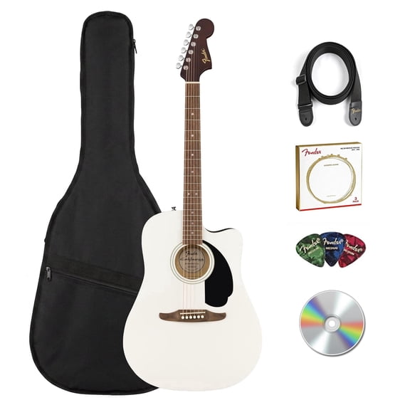 Fender California Redondo CE Dreadnought Acoustic-Electric Guitar - White w/ Gig Bag