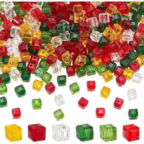 1 Set PH 300pcs 6 Colors Cube Glass Beads Faceted Glass Beads Beads Square Spacer Beads for Earrings Bracelets Necklaces Jewelry Making Wind Chimes 6x6mm