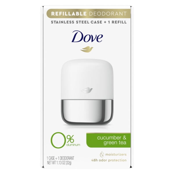 Dove Refillable Deodorant Starter Kit Cucumber & Green Tea, 1.13 oz