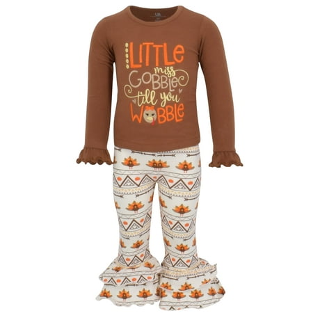 

Girls 2 Piece Little Miss Gobble Turkey Thanksgiving Outfit (2t)