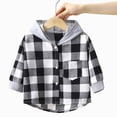 thumbnail image 2 of WXFAZCVU Boys Girls Plaid Flannel Shirts Kids Long Sleeve Casual Button Down Shirts with Hood Size 4-5 Years, 2 of 4