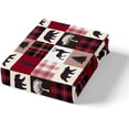 thumbnail image 4 of Juego de cama de rejilla de rayas, funda nórdica con siluetas de animales para niños adolescentes., 4 of 7