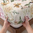 thumbnail image 3 of King Size Fitted Sheet Set - Spring Floral 3 Piece Bedding Sets 16" Deep Pocket Fitted Sheet with 2 Pillowcases, Summer Yellow Pink Flowers Botanical Brushed Microfiber Hotel Luxury Bed Sheets, 3 of 9