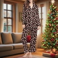 thumbnail image 2 of Lorytime Christmas Vacation Pjs Sets for Women Santa Claus Long Sleeved Collared Tops Elastic Waist Pants Festive Loungewear, 2 of 7
