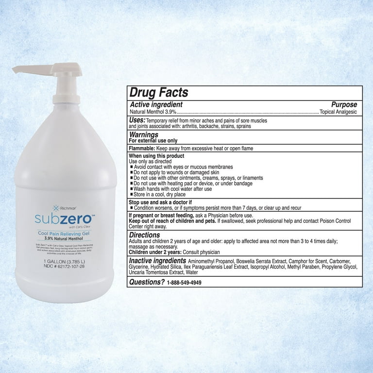 Sub Zero Gel - 1 gallon bottle, case of 4 Sub Zero Gel - 1 gallon bottle, case of 4