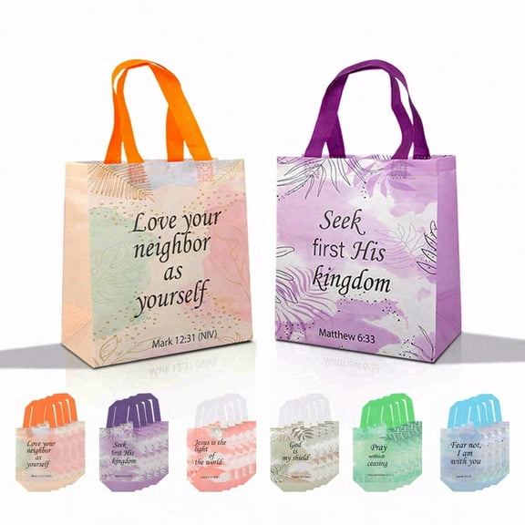 18pcs, colorful gift bags, six gift bags with beautiful blessings, gift bags with handles, suitable for wedding gift bags, retail bags, shopping bags, daily gift bags, gift bags, pink gift bags
