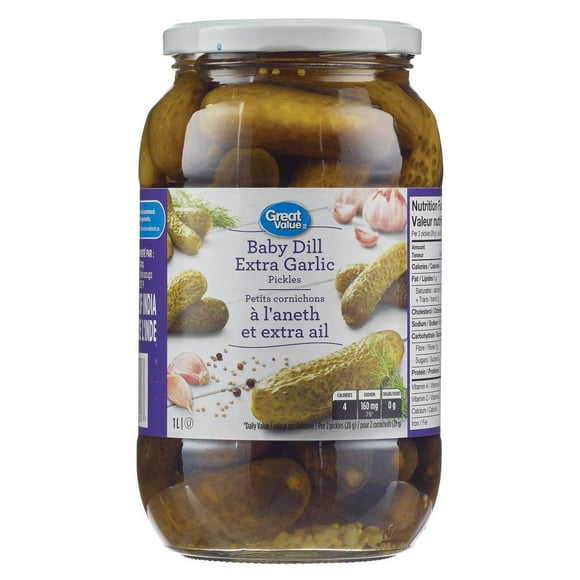 Petits cornichons Great Value à l'aneth et extra ail 1 l