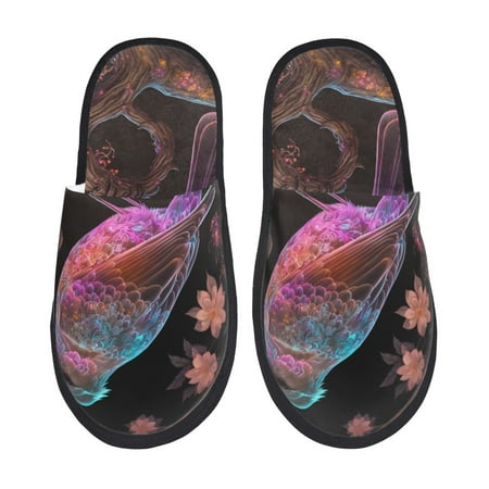 Balery Bird4 Slient Indoor Furry Fleece Comfort House Shoes Soft Non-Slip Home Shoes Cotton slippers House Slippers-- Large