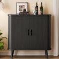 thumbnail image 7 of FANRAL 31.5" Wide Fluted Sideboard Buffet Cabinet with Sliding Door,Adjustable Shelves,Multi-Functional Storage Console for Kitchen Dining Room Living Room,Black Storage Cabinet, 7 of 7