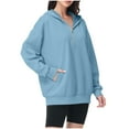 thumbnail image 4 of Womens Half Zip Pullover Hoodies with Side Pockets Oversized Sweatshirt Long Sleeve Fall Clothes, 4 of 6