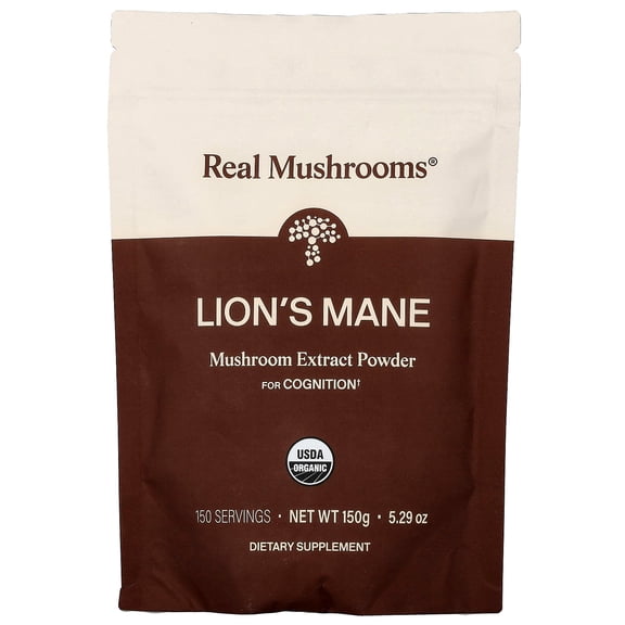 Real Mushrooms Lion's Mane, Organic Mushroom Extract Powder, 5.29 oz (150 g)