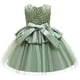 thumbnail image 4 of Vestido Para Niñas, Ropa Para Niñas Pequeñas, Color Sólido, Bordado De Hojas, Hilo De Red, Lazo, Fiesta De Cumpleaños, Vestido De Flores, Vestidos Para Niños, Verde Odeerbi LM103-8816, 4 of 9
