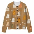 thumbnail image 4 of DHFJKG Cardigan Sweaters For Women Halloween Pumpkin Ghost Outerwear Tops Button Down Knit Sweater, 4 of 5