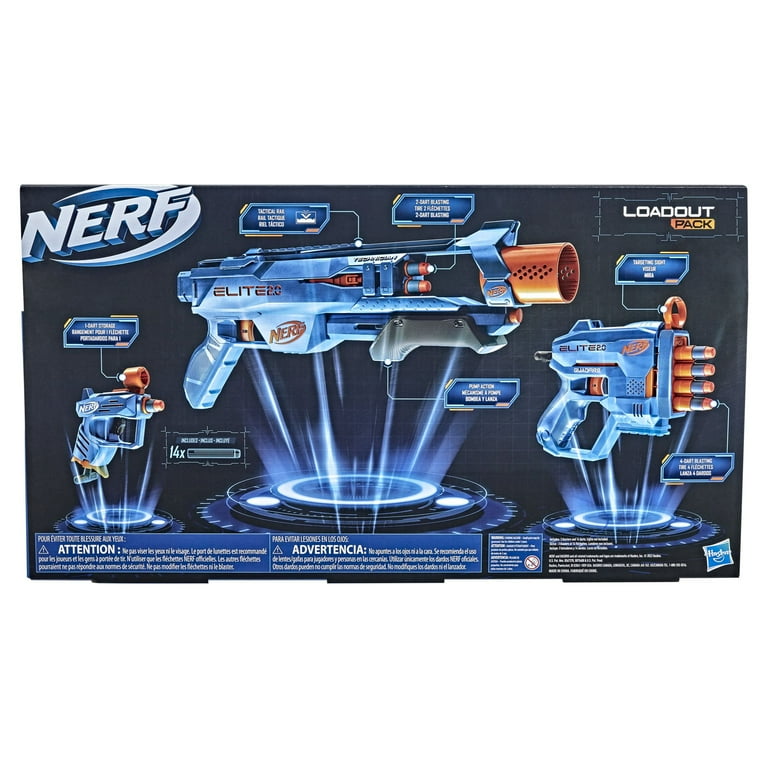 Nerf Elite 2.0 Loadout 3-Blaster Pack, Technician DS-2 Blaster, Quadfire  QS-4 Blaster, Ace SD-1 Blaster