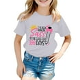 thumbnail image 1 of GDREDA Hauts pour Filles Mode Décontractée Imprimé Col Rond Manches Courtes T-Shirt Gris Clair, 6-7 Ans, 1 of 4
