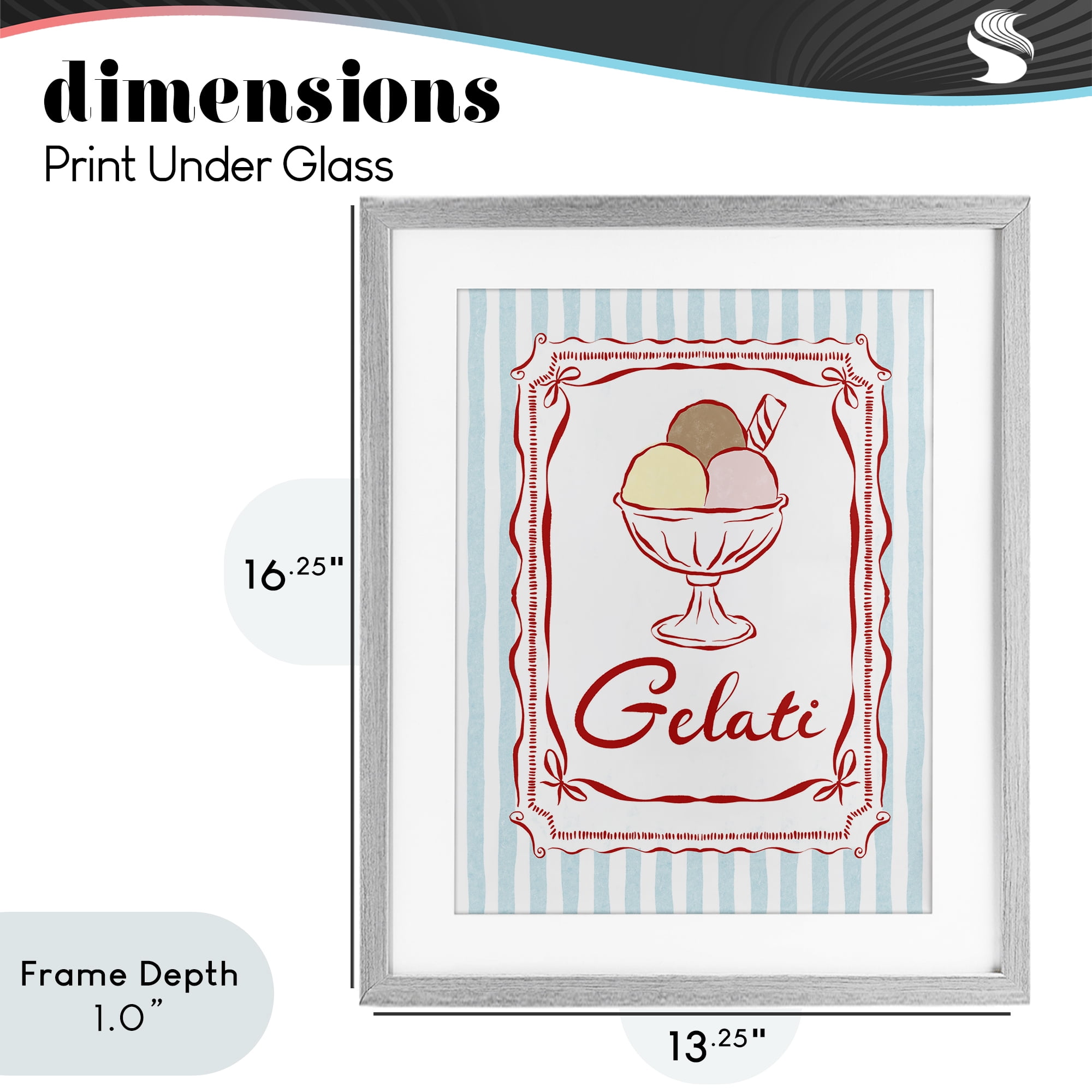 Stupell Industries Italian Summer Gelati Gray Framed Print Under Glass, design by Miriam Wood