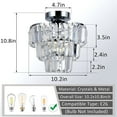 thumbnail image 3 of Elitezip Mini Flush Mount Chandelier K9 Crystal Ceiling Light Fixtures, Crystal Light for Livingroom, Bedroom, 3-Tire Crystal Design, Long Diamond Crystal, Chrome-Colored Metal Ceiling, Transparent, 3 of 7