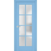 Interior Solid French Door Frosted Glass | Veregio 7412 Aquamarine | Single Regular Panel Frame Trims Handle | Bathroom Bedroom Sturdy Doors -32" x 80"