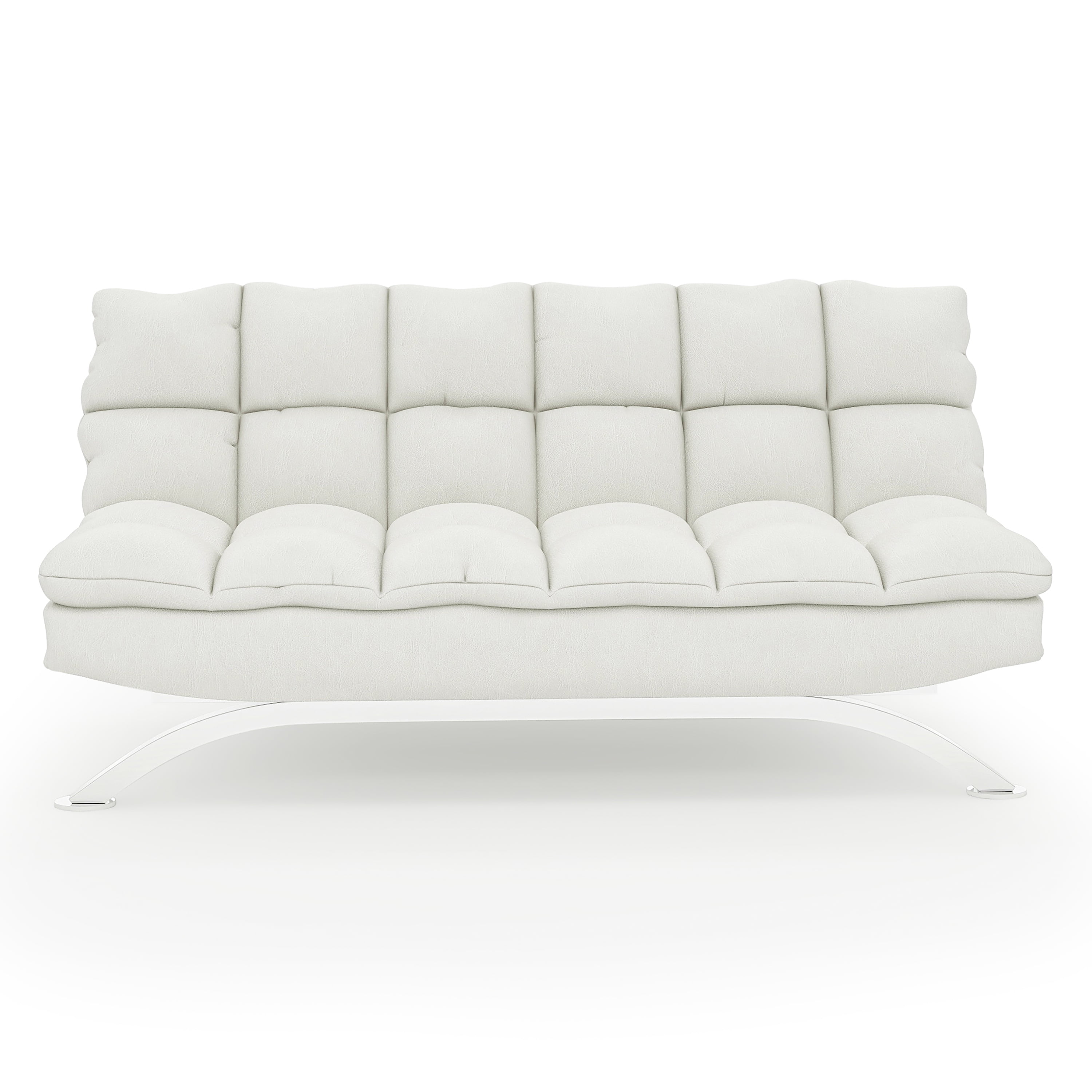 Furniture of America Contemporary Faux Leather Filia Futon Sofa, White